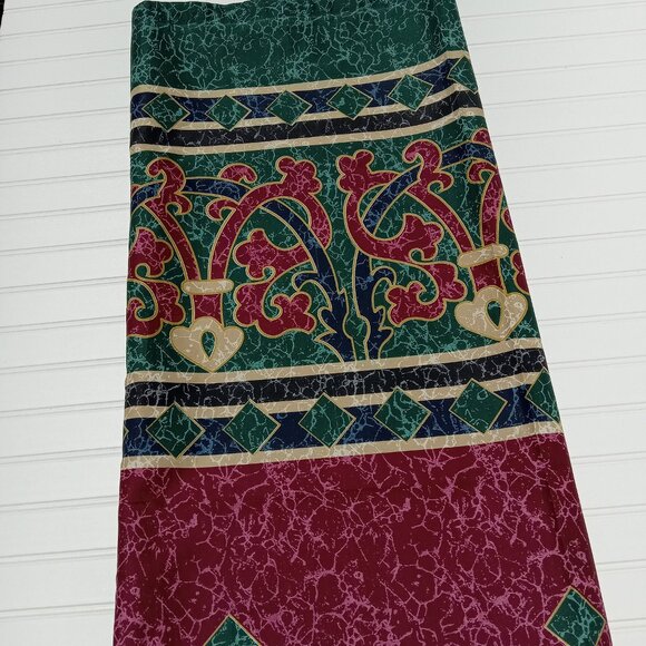 Vintage SPRINGS Shower Curtain 69 x 69 Art Decor Maroon Dark Green Gold 90s - Picture 1 of 15